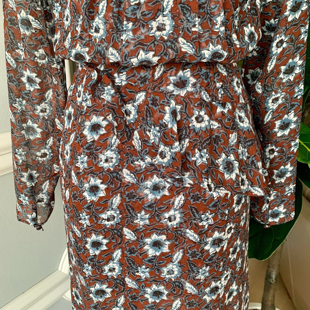 Veronica Beard Sazan Runway Asymmetric Ruffled Silk Chiffon Midi Dress Size 6 - Picture 10 of 13